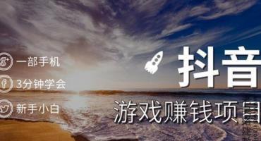 抖音游戏项目课程一部手机就能操作（新手必看）