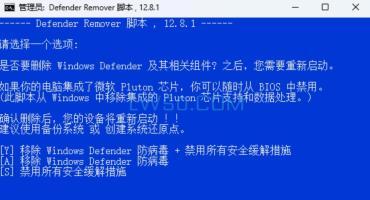 删除Windows Defender工具：Windows Defender Remover v12.8.1 汉化版